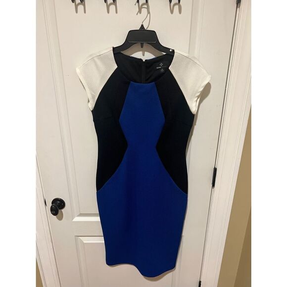 Ronni Nicole Saphire Blue White and Black color block dress - Picture 2 of 11